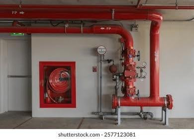 Wet suppression system sprinklers activating during a fire